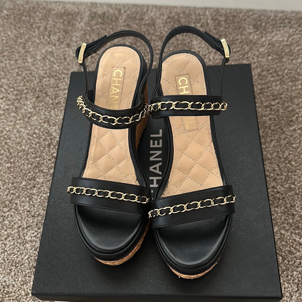 Chanel wedge sandals - gently used